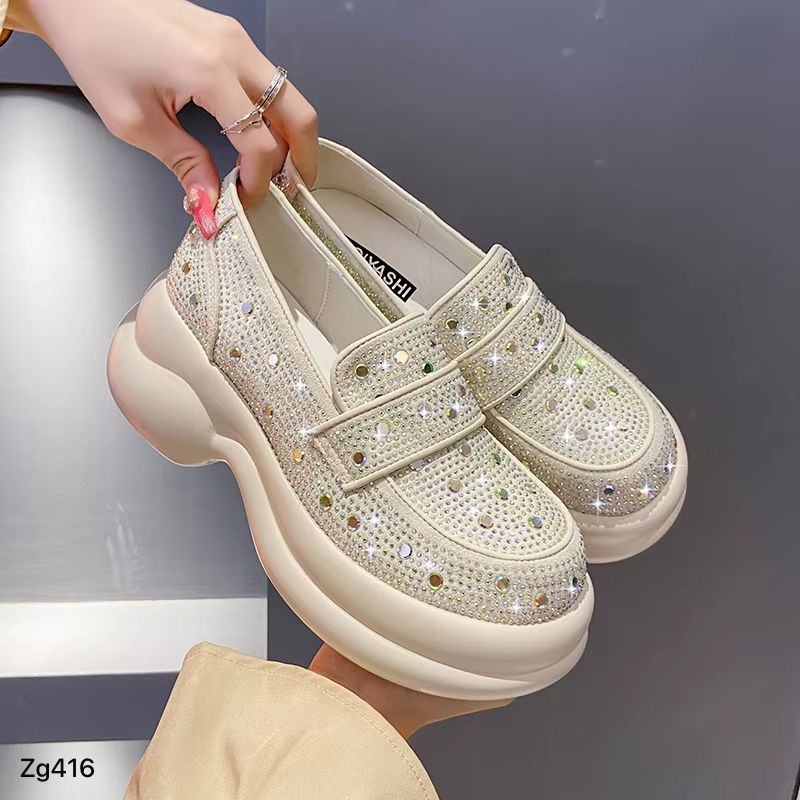 Mocasine beige apliques brillantes tornasol plataforma 6cm 2336 C-2